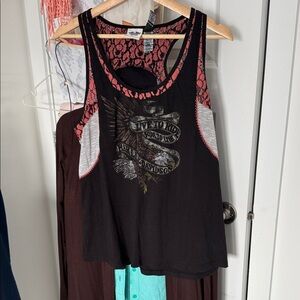 Harley-Davidson Black and Red Women's Tank Top size L